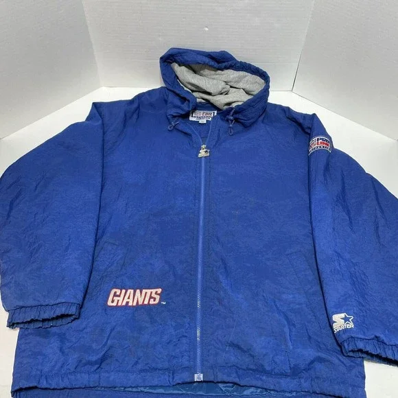 Vintage New York Giants Full Zip Starter Jacket, Large, Blue, Pro Line Hooded - Picture 9 of 13